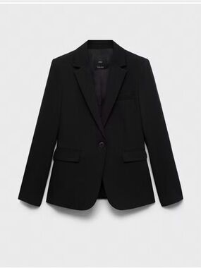 Mango Black Single-Button Fitted Blazer